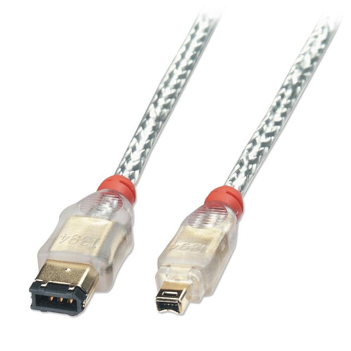 FireWire Cable - Premium 4 Pin Male to 6 Pin Male, Transparent, 0.3m